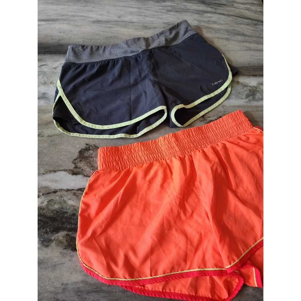 Hind Womens Running Shorts Lot of 2 Neon Orange Grey Size Medium Athletic Gym